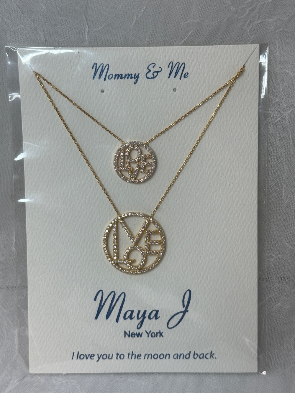 Mommy & Me LOVE CZ Pendant Necklace Set